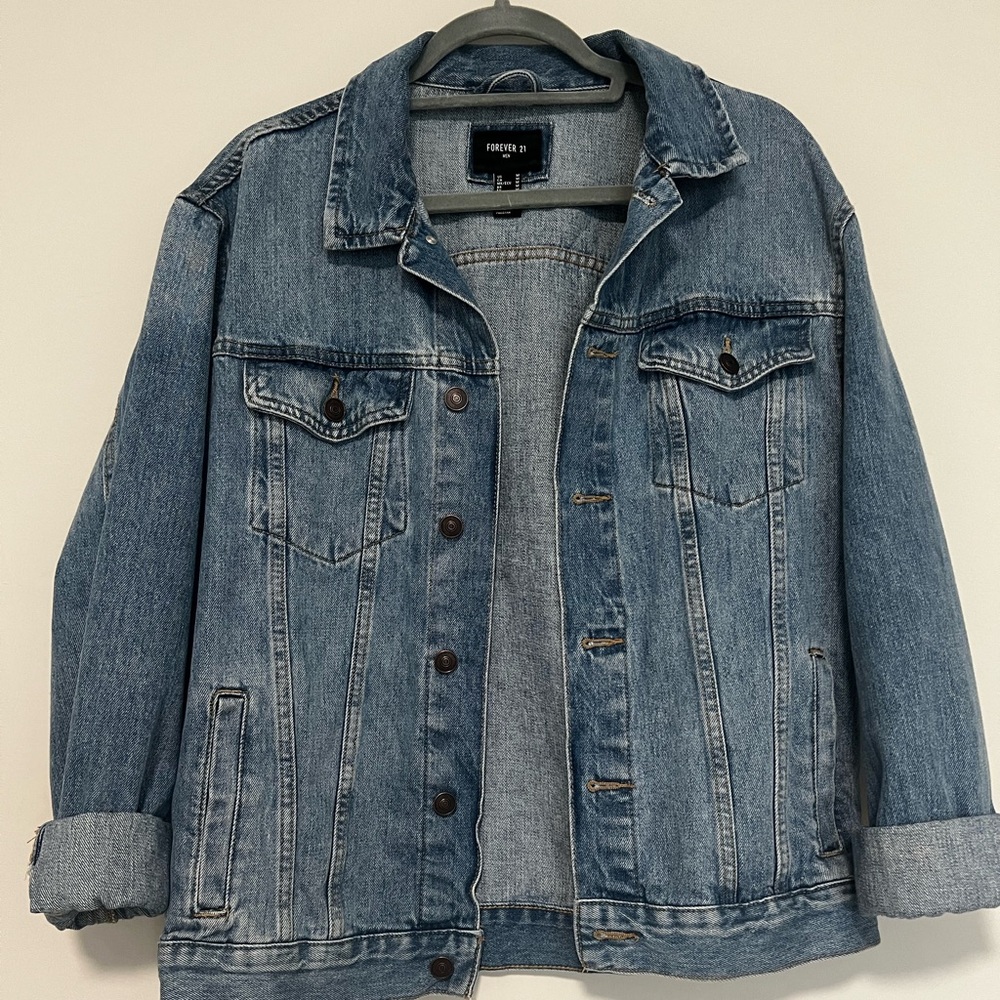 Custom painted oversized jean jacket